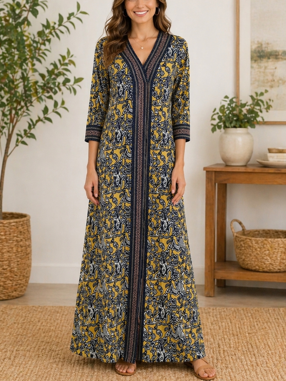 Soft Surroundings Floral Print Maxi Dress – Size Medium - Picture 1 of 12